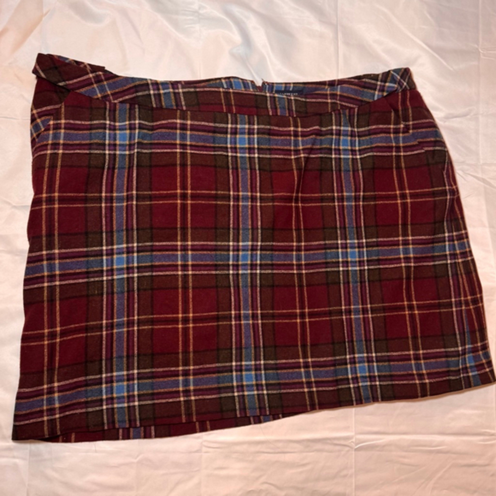 Lands End Box Pleat Plaid Skirt